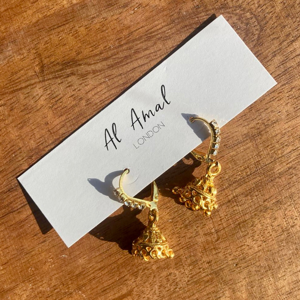 ALINA mini Jhumka’s with Crystal Huggie hoop