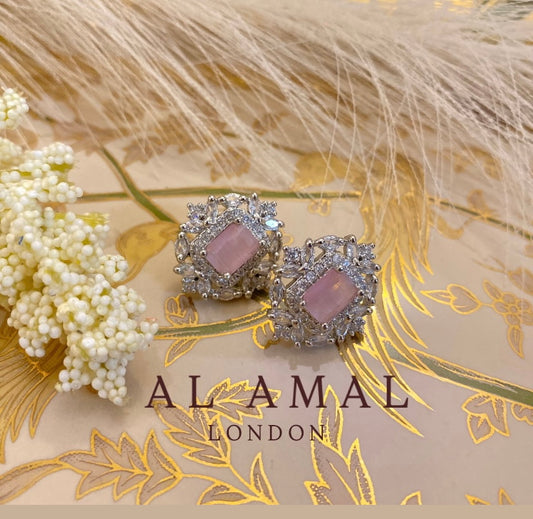 PINK QUARTZ PURE SILVER HANDCRAFTED EARRINGS