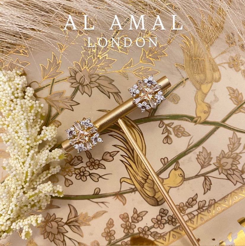 ELINA CHAMPAGNE PURE SILVER LARGE STUDS