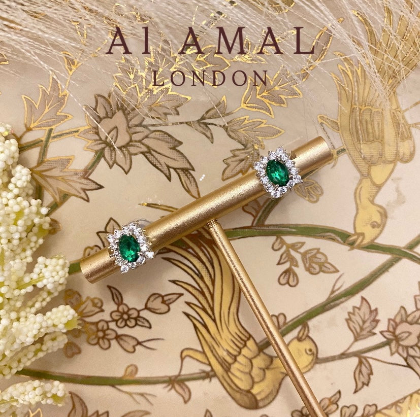 PURE SILVER EMERALD SMALL STUD