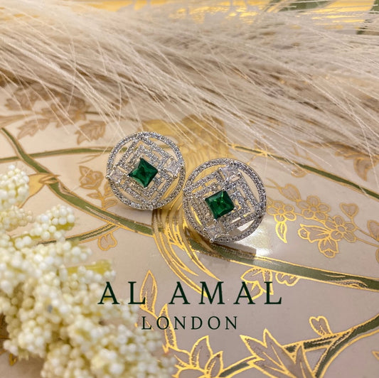 EMERALD PURE SILVER LARGE STUDS