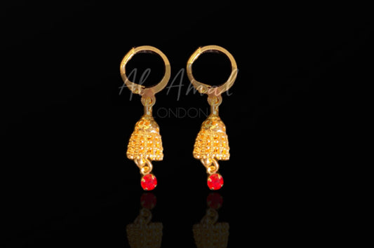 MAYA dainty mini Jhumka with Huggie hoop and ruby drop