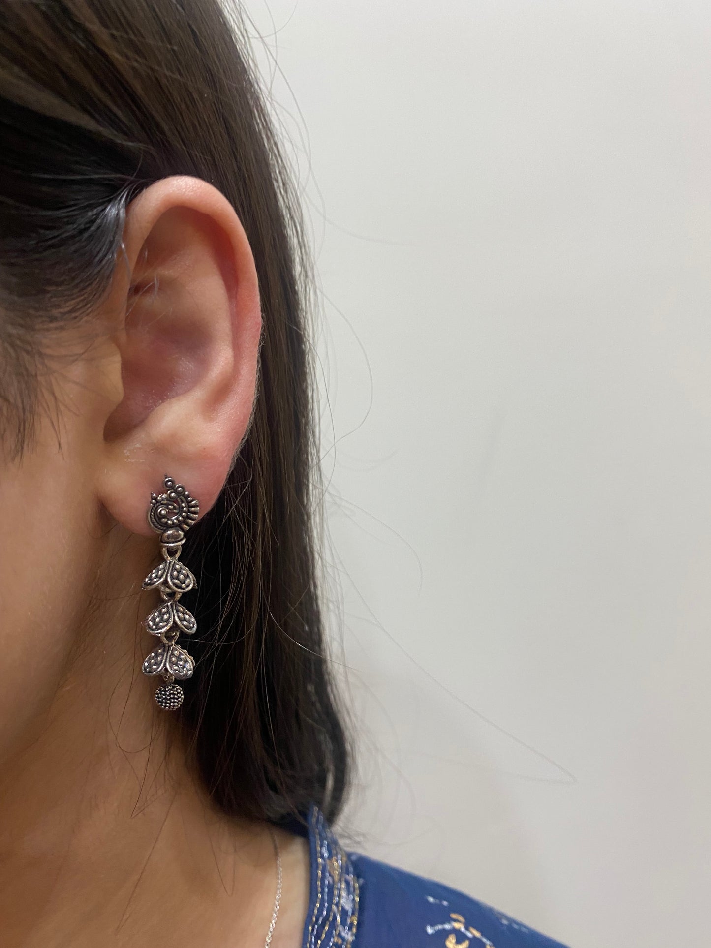 Silver Coloured mini Jhumkas with tiers