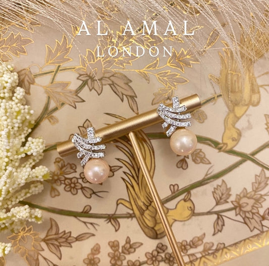 PURE SILVER EARINGS WITH CHAMPAGNE PINK PEARL DROP