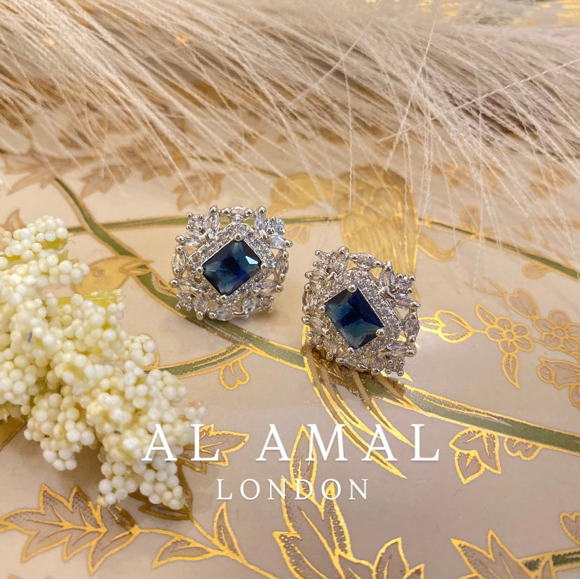 ELINA PURE SILVER EARINGS WITH SAPPHIRE STONE