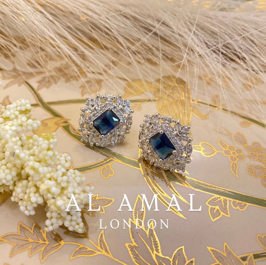 ELINA PURE SILVER EARINGS WITH SAPPHIRE STONE