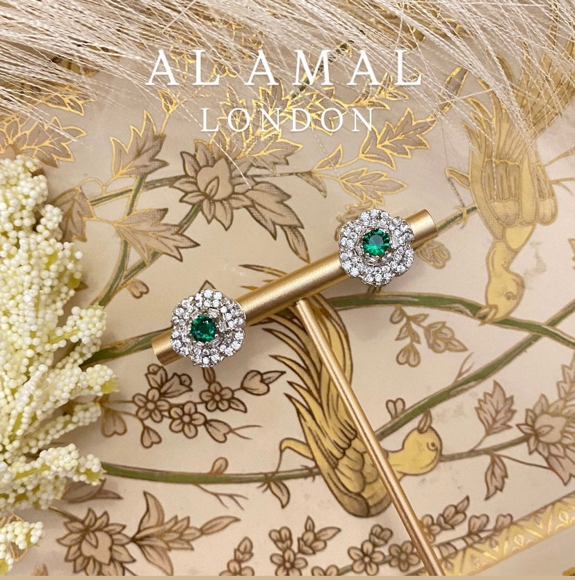 EMERALD PURE SILVER LARGE STUDS